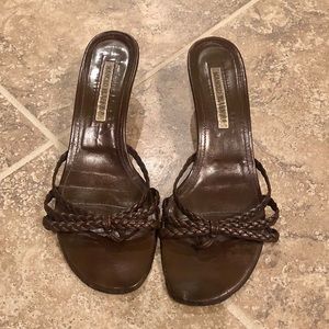 MANOLO BLAHNIK Sz 7 Brown Braided Sandals